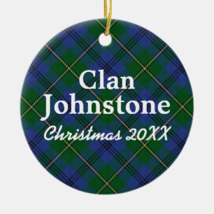 Clan Johnstone Scottish Tartan Ceramic Tree Decoration