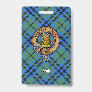 Clan Keith Crest over Tartan ID Badge