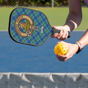 Clan Keith Crest over Tartan Keychain Pickleball Paddle