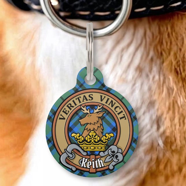 Clan Keith Crest over Tartan Pet Tag (Creator Uploaded)