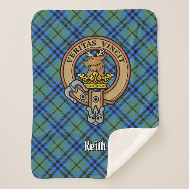 Clan Keith Crest over Tartan Sherpa Blanket (Front)