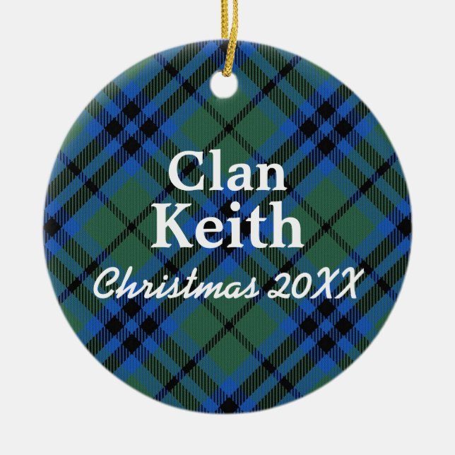 Clan Keith Scottish Tartan Ceramic Tree Decoration (Front)