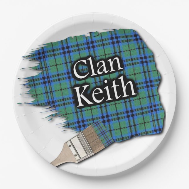 Clan Keith Scottish Tartan Paint Brush Paper Plate (Front)