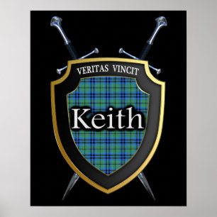 Clan Keith Tartan Scottish Shield & Swords Poster