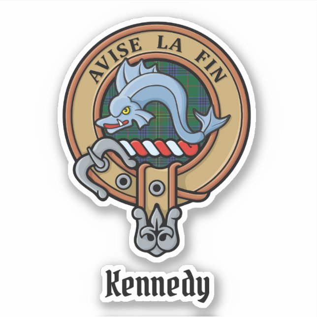 Clan Kennedy Crest over Tartan (Front)