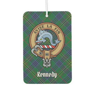 Clan Kennedy Crest over Tartan Car Air Freshener