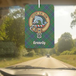 Clan Kennedy Crest over Tartan Car Air Freshener