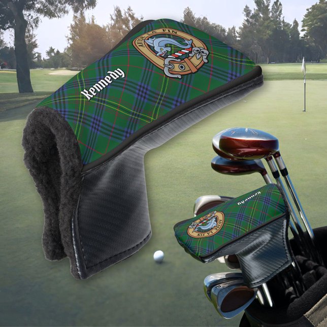 Clan Kennedy Crest over Tartan Golf Head Cover (Creator Uploaded)