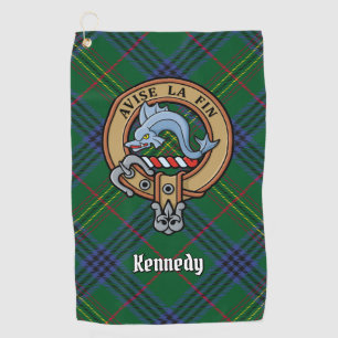 Clan Kennedy Crest over Tartan Golf Towel