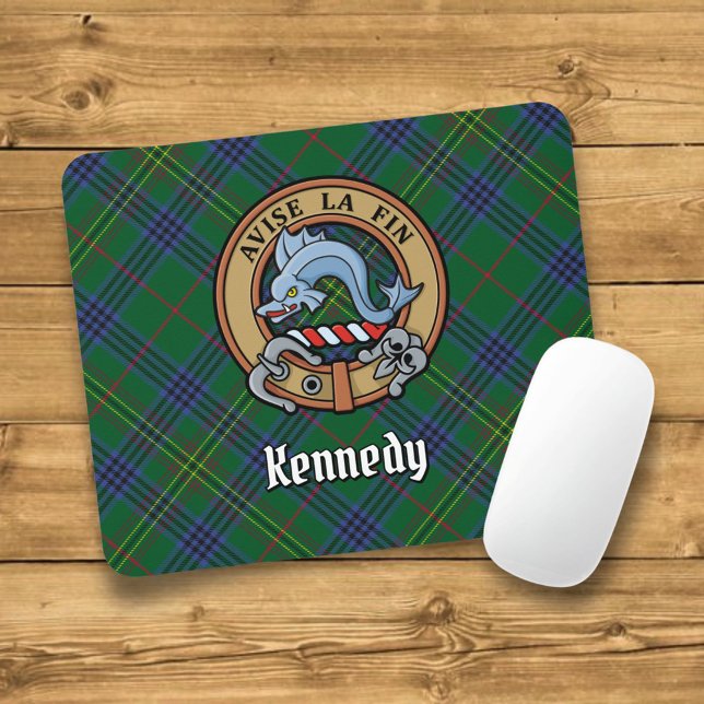 Clan Kennedy Crest over Tartan Mouse Mat (Creator Uploaded)
