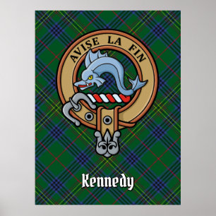 Clan Kennedy Crest over Tartan Poster