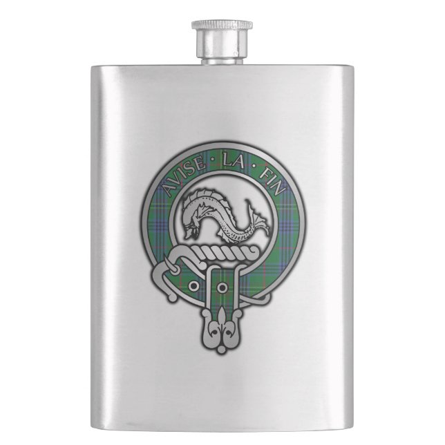 Clan Kennedy Crest & Tartan Flask (Front)