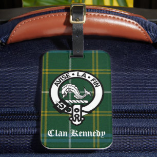 Clan Kennedy Crest Tartan Luggage Tag