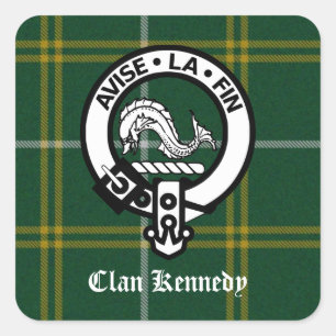 Clan Kennedy Crest Tartan Square Sticker