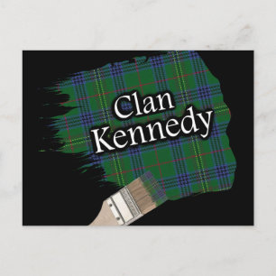 Clan Kennedy Scottish Tartan Paint Brush Postcard