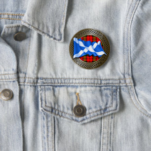 Clan Kennedy Tartan Knot & Flag Button