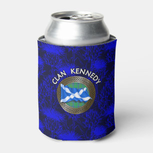 Clan Kennedy Tartan Knot & Flag Can Cooler