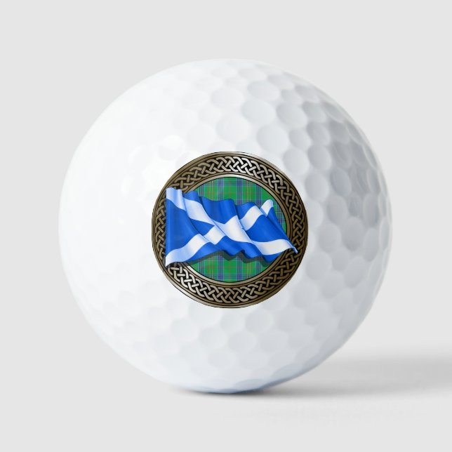 Clan Kennedy Tartan Knot & Flag Golf Balls (Front)