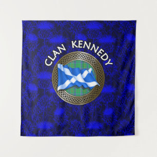 Clan Kennedy Tartan Knot & Flag Tapestry