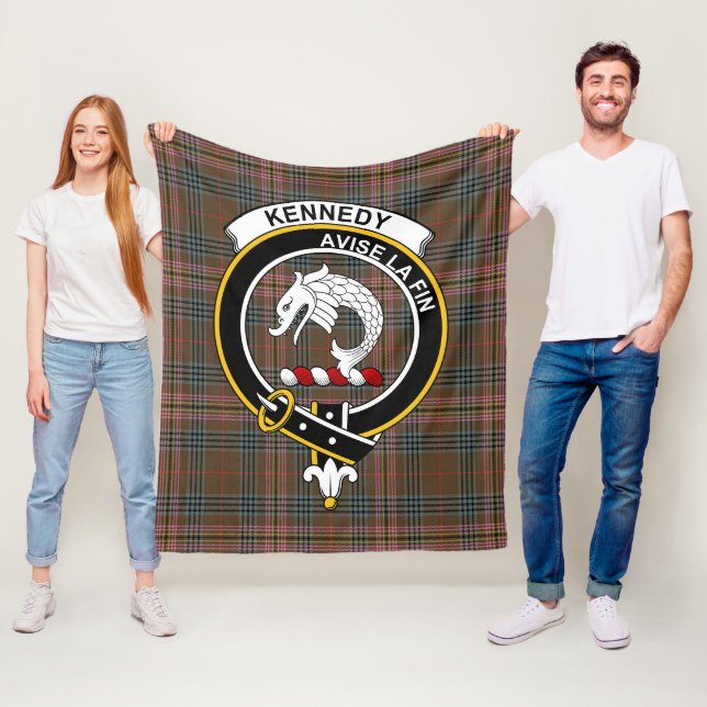 Clan Kennedy Weathered Tartan Plaid Fleece Blanket (In Situ)