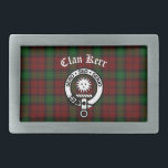 Clan Kerr Crest Badge Tartan Belt Buckle<br><div class="desc">Scottish Clan Kerr crest badge and customisable text on tartan background</div>