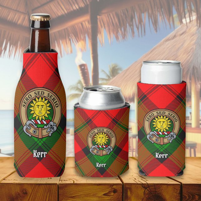 Clan Kerr Crest over Tartan Bottle Cooler (Creator Uploaded)