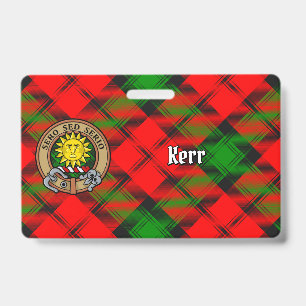 Clan Kerr Crest over Tartan ID Badge