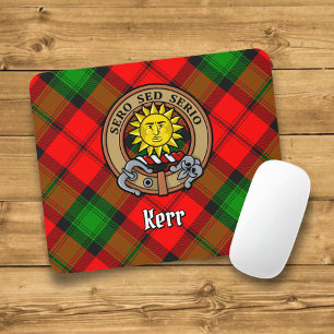 Clan Kerr Crest over Tartan Mouse Mat