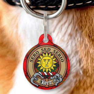 Clan Kerr Crest over Tartan Pet Tag