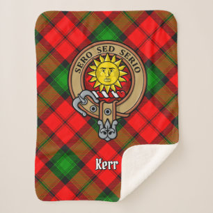 Clan Kerr Crest over Tartan Sherpa Blanket