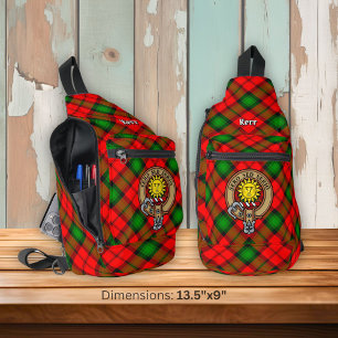 Clan Kerr Crest over Tartan Sling Bag