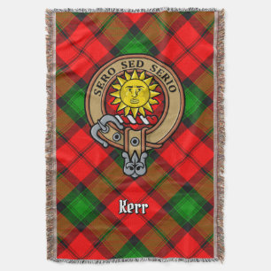 Clan Kerr Crest over Tartan Throw Blanket