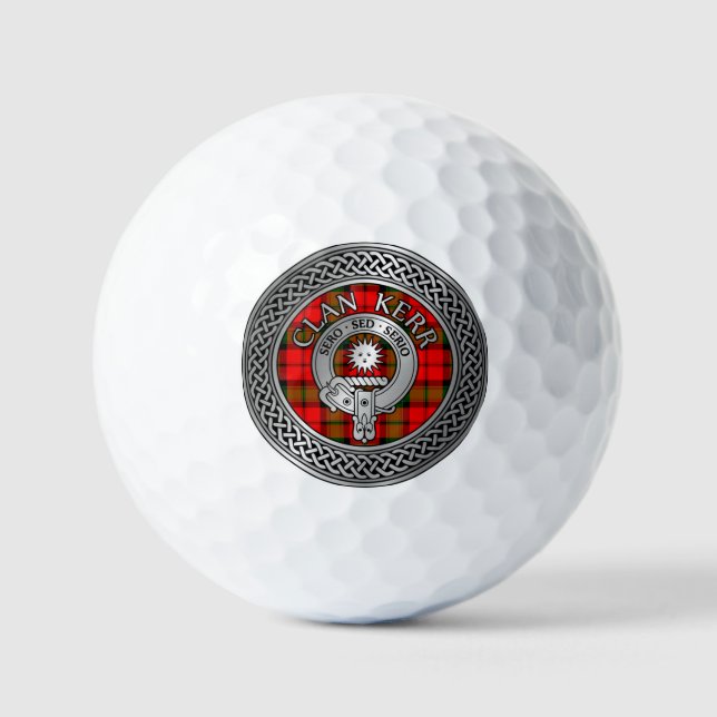 Clan Kerr Crest & Tartan Knot Golf Balls (Front)
