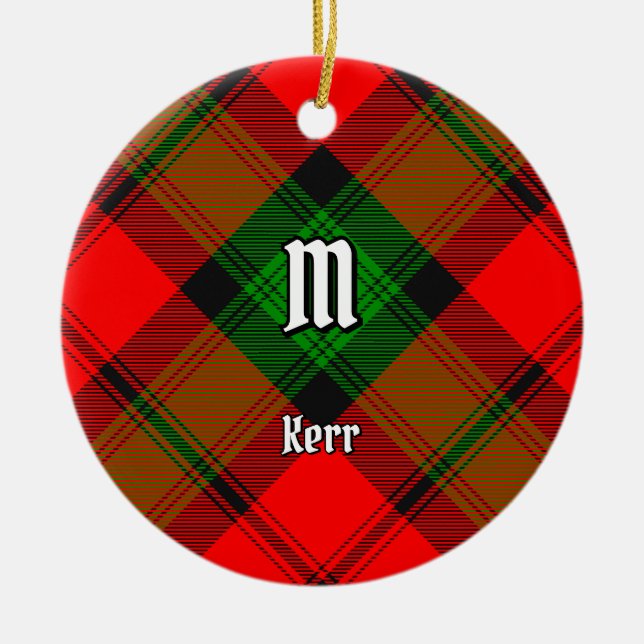 Clan Kerr Tartan Ceramic Tree Decoration (Front)
