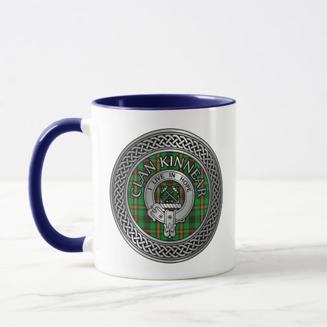 Clan Kinnear Crest & Tartan Knot Mug (Left)