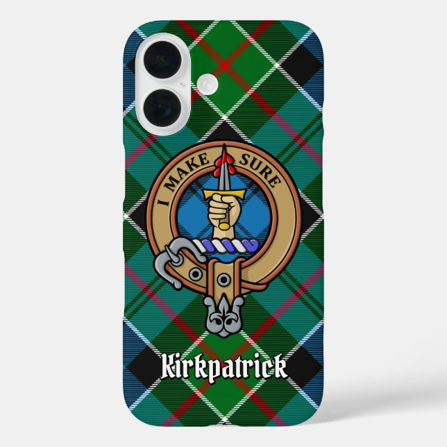 Clan Kirkpatrick Crest over Tartan Case-Mate iPhone Case (Back)