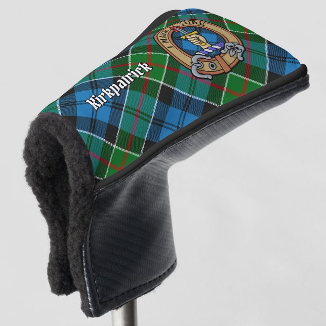 Clan Kirkpatrick Crest over Tartan Golf Head Cover (3/4 Front)