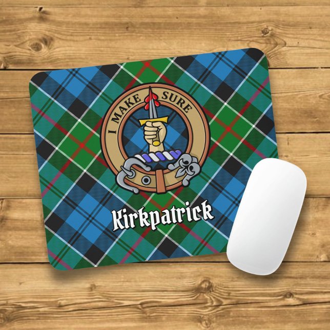Clan Kirkpatrick Crest over Tartan Mouse Mat (Creator Uploaded)