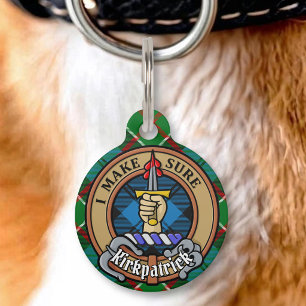 Clan Kirkpatrick Crest over Tartan Pet Tag
