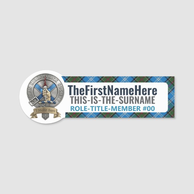 Clan Kirkpatrick Society  - CKS  Name Tag #1 (Front)