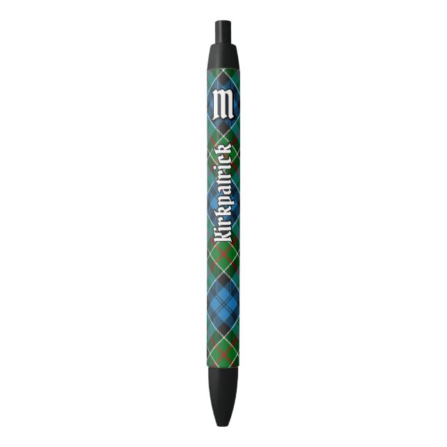 Clan Kirkpatrick Tartan Black Ink Pen (Front Vertical)