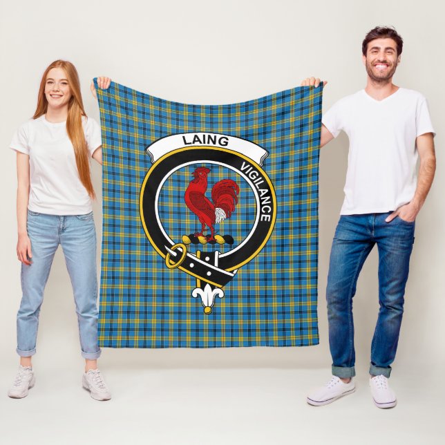 Clan Laing Hunting Tartan Plaid Fleece Blanket (In Situ)