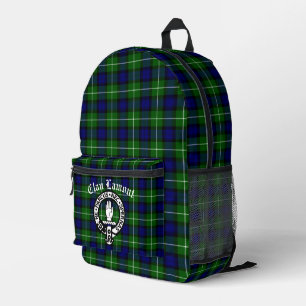 Clan Lamont Crest Badge and Tartan Printed Backpack