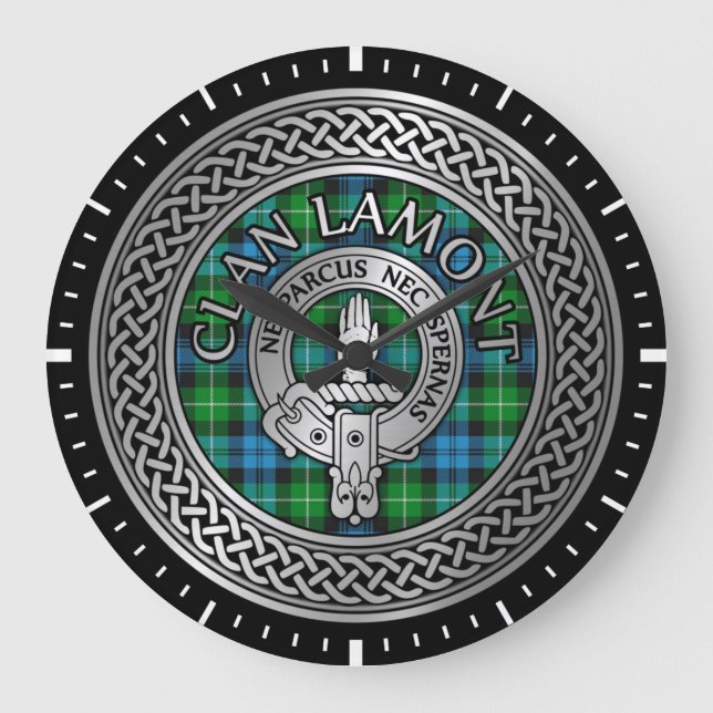 Clan Lamont Crest & Tartan Knot Large Clock (Front)