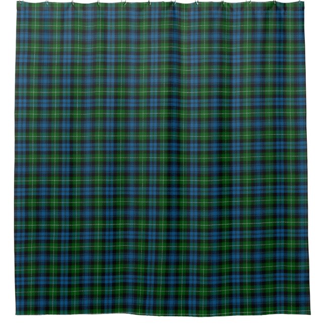 Clan Lamont Green Blue Tartan Shower Curtain (Front)