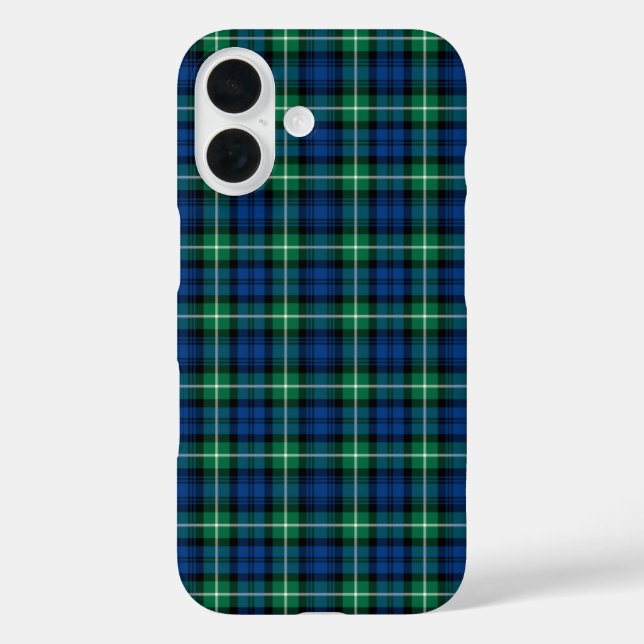 Clan Lamont Tartan Royal Blue and Green Plaid Case-Mate iPhone Case (Back)