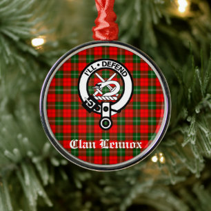 Clan Lennox Crest Badge & Tartan Metal Tree Decoration