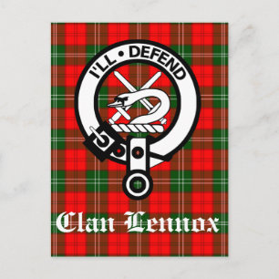 Clan Lennox Crest Badge & Tartan Postcard