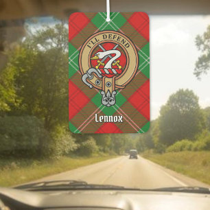 Clan Lennox Crest over Tartan Car Air Freshener