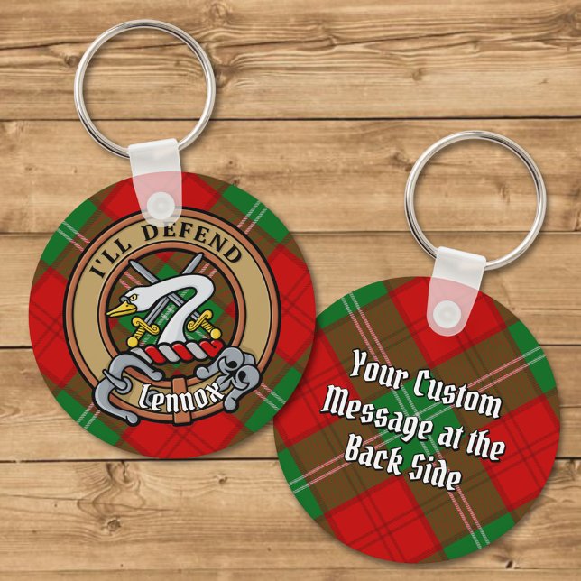 Clan Lennox Crest over Tartan Key Ring (Creator Uploaded)